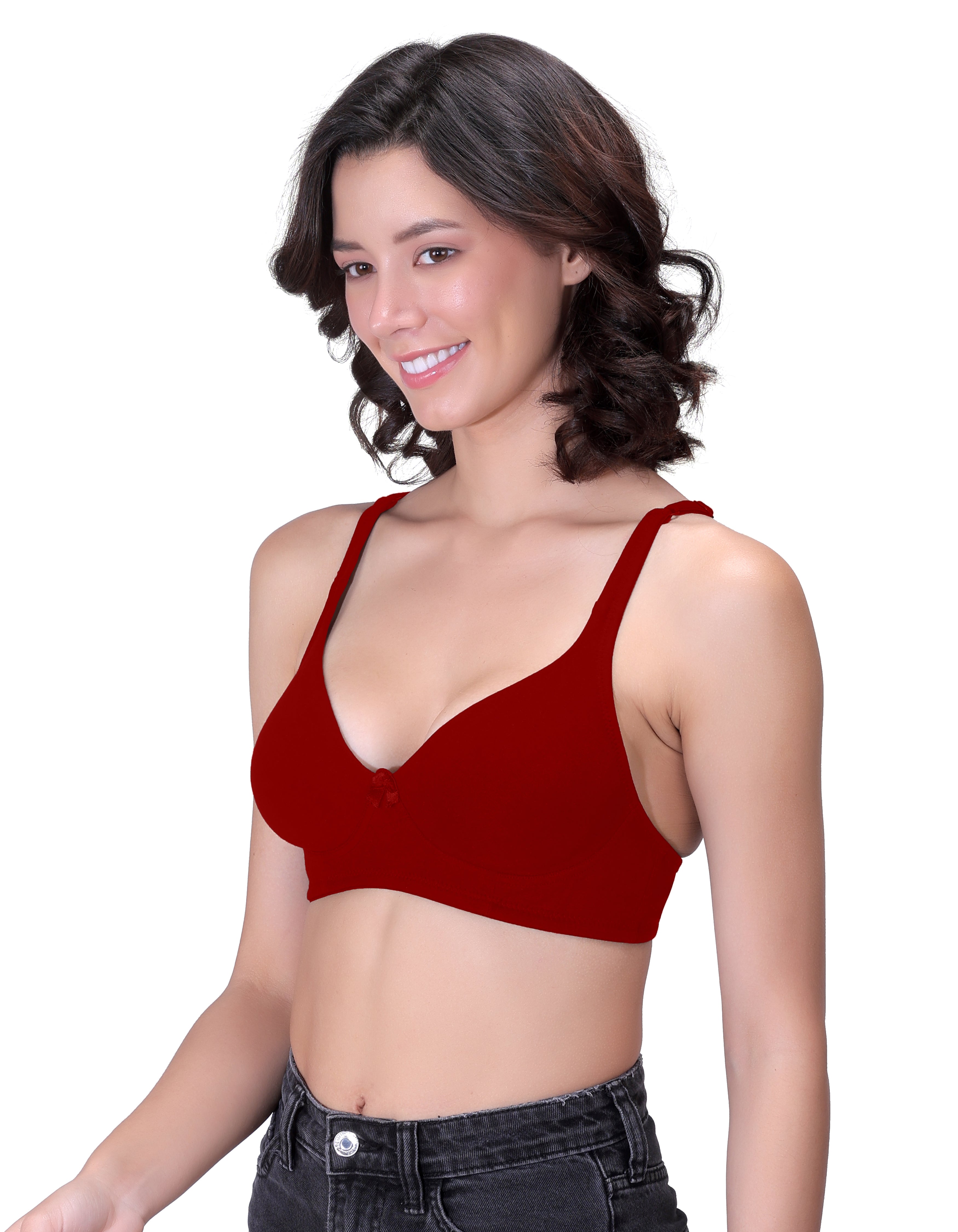 Machau Lingerie Women's Non-Padded Non-Wired Seamless Medium Coverage Moulded T-shirt Bra