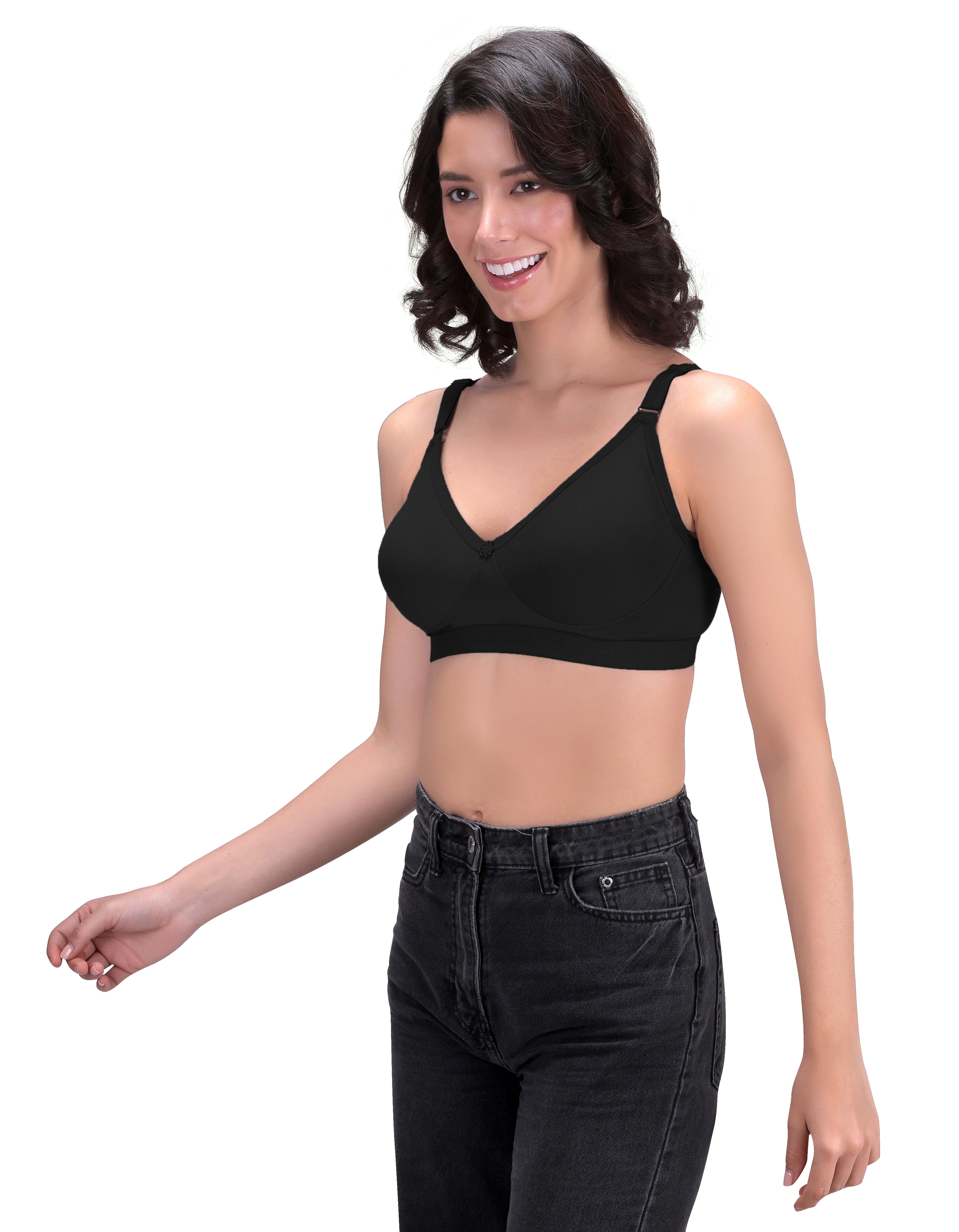 Machau Lingerie Women's Everyday T-Shirt Bra with Moulded Cups,Full Coverage Non Padded and Non Wired,Cotton-Rich