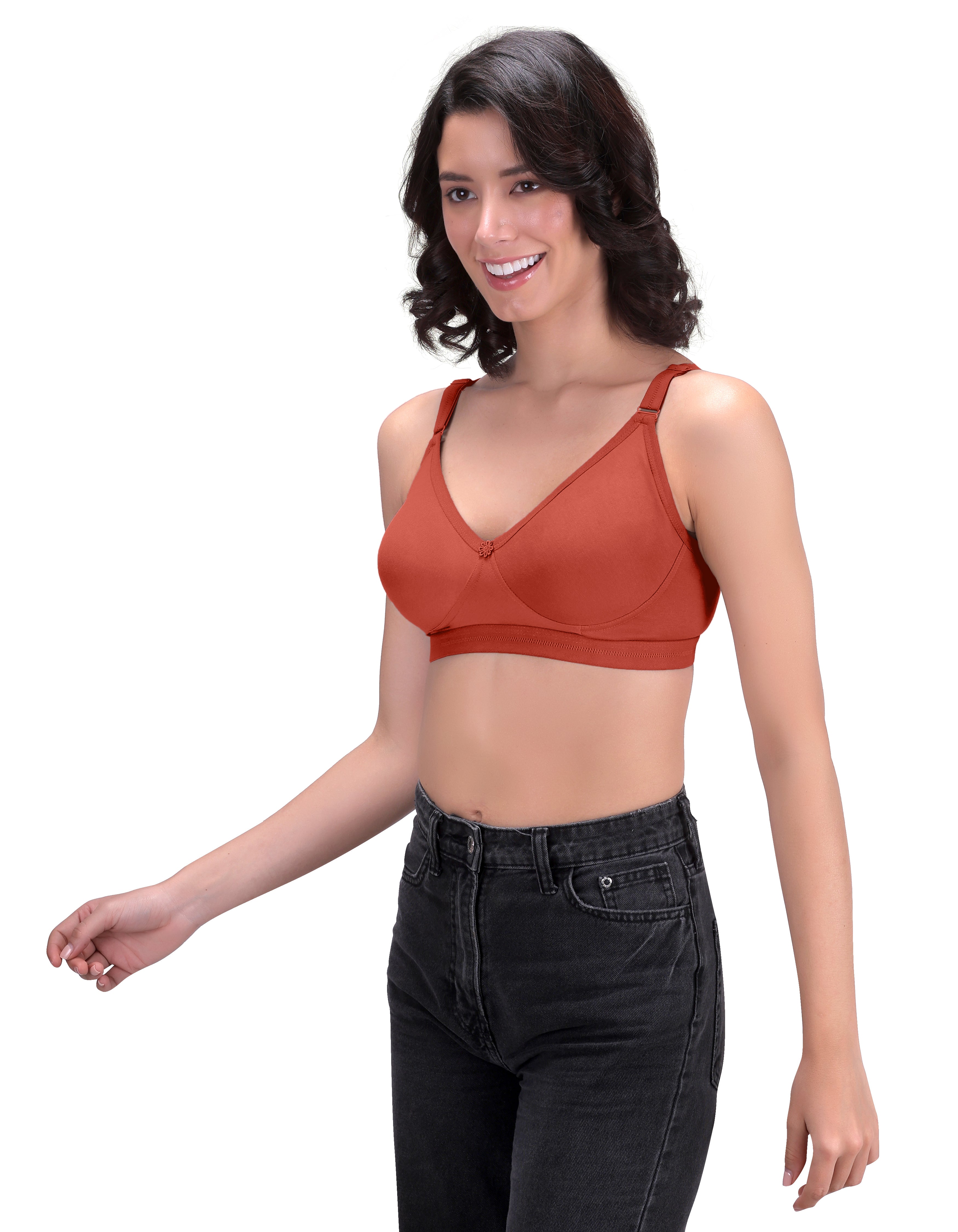 Machau Lingerie Women's Everyday T-Shirt Bra with Moulded Cups,Full Coverage Non Padded and Non Wired,Cotton-Rich