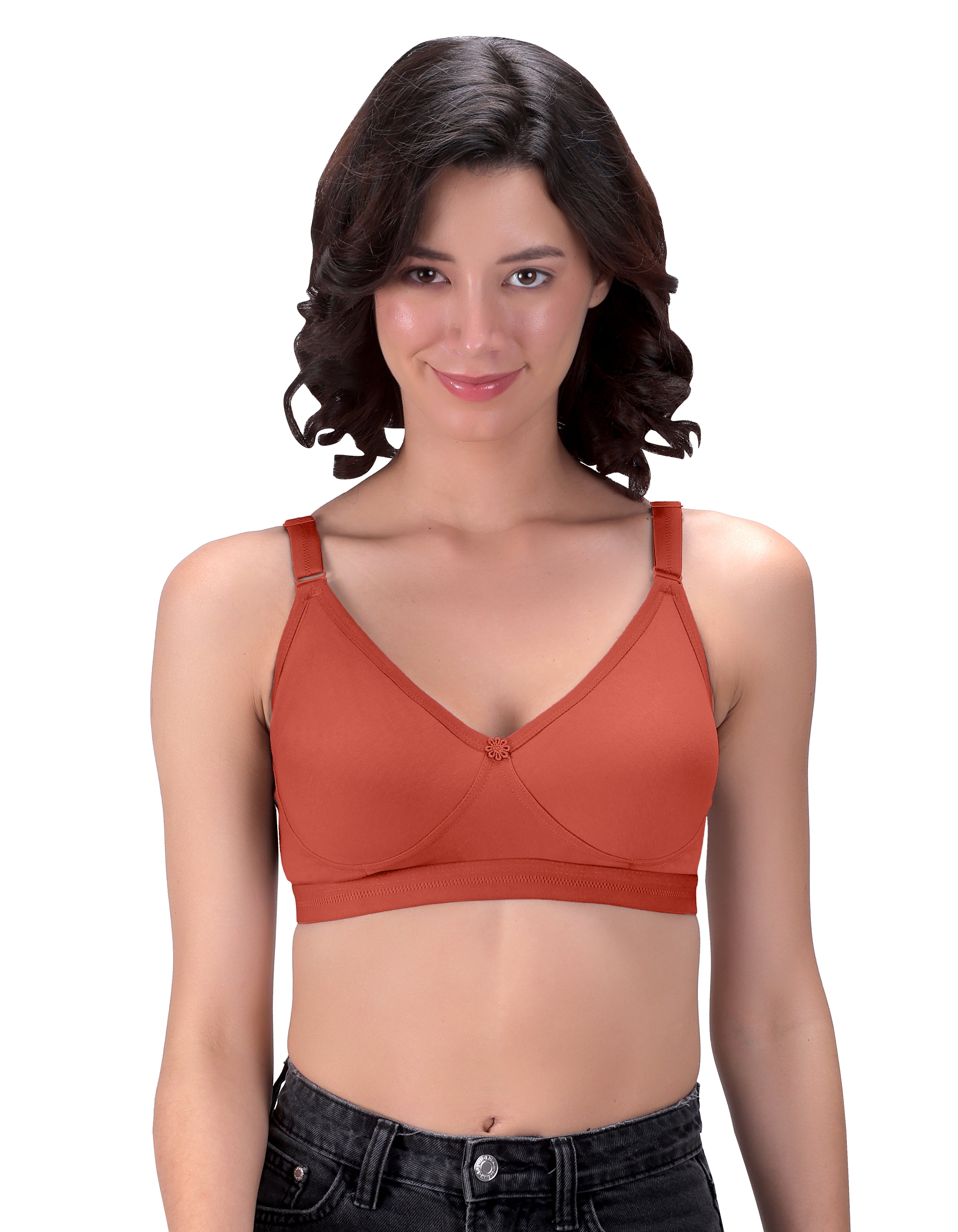 Machau Lingerie Women's Everyday T-Shirt Bra with Moulded Cups,Full Coverage Non Padded and Non Wired,Cotton-Rich