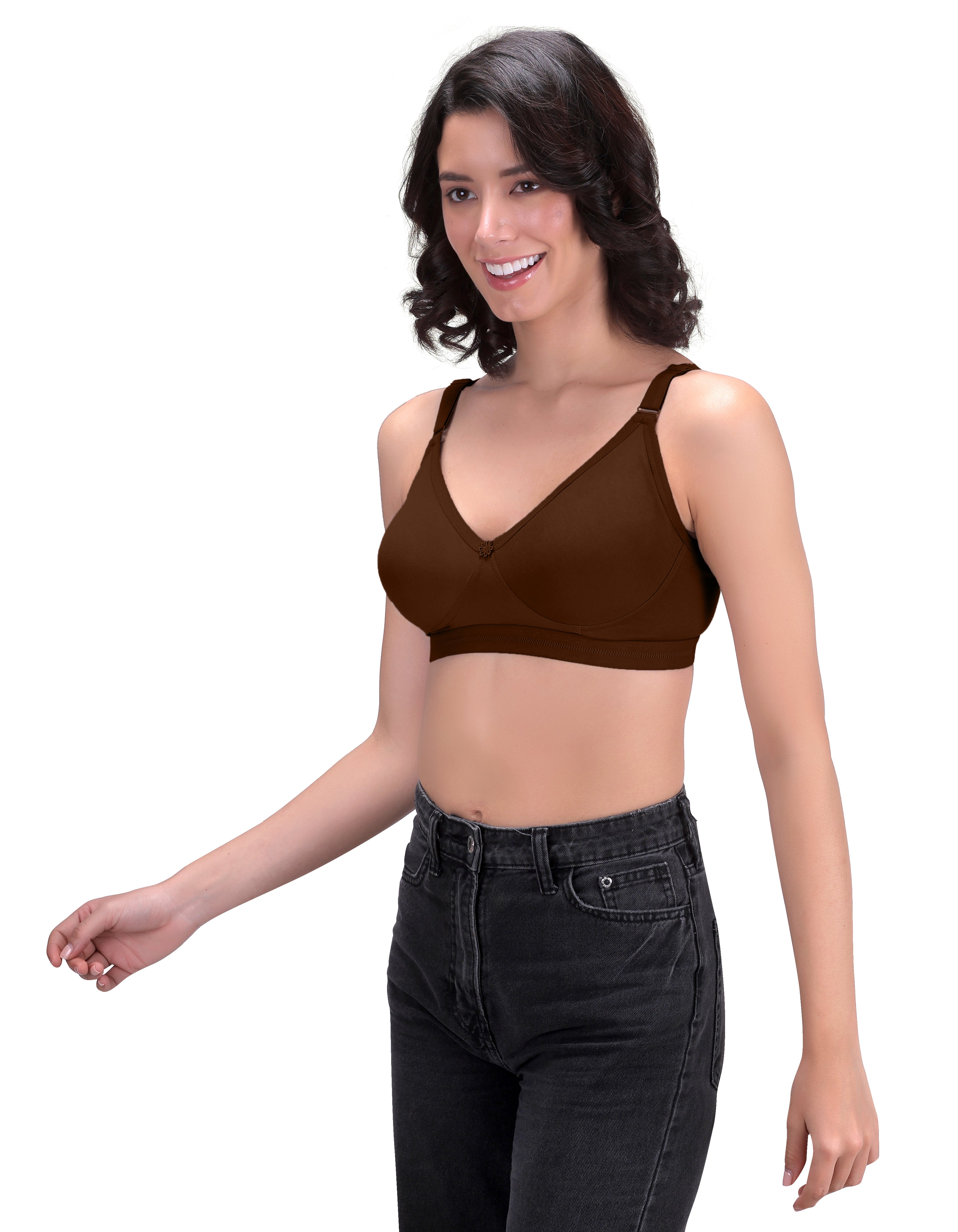 Machau Lingerie Women's Everyday T-Shirt Bra with Moulded Cups,Full Coverage Non Padded and Non Wired,Cotton-Rich