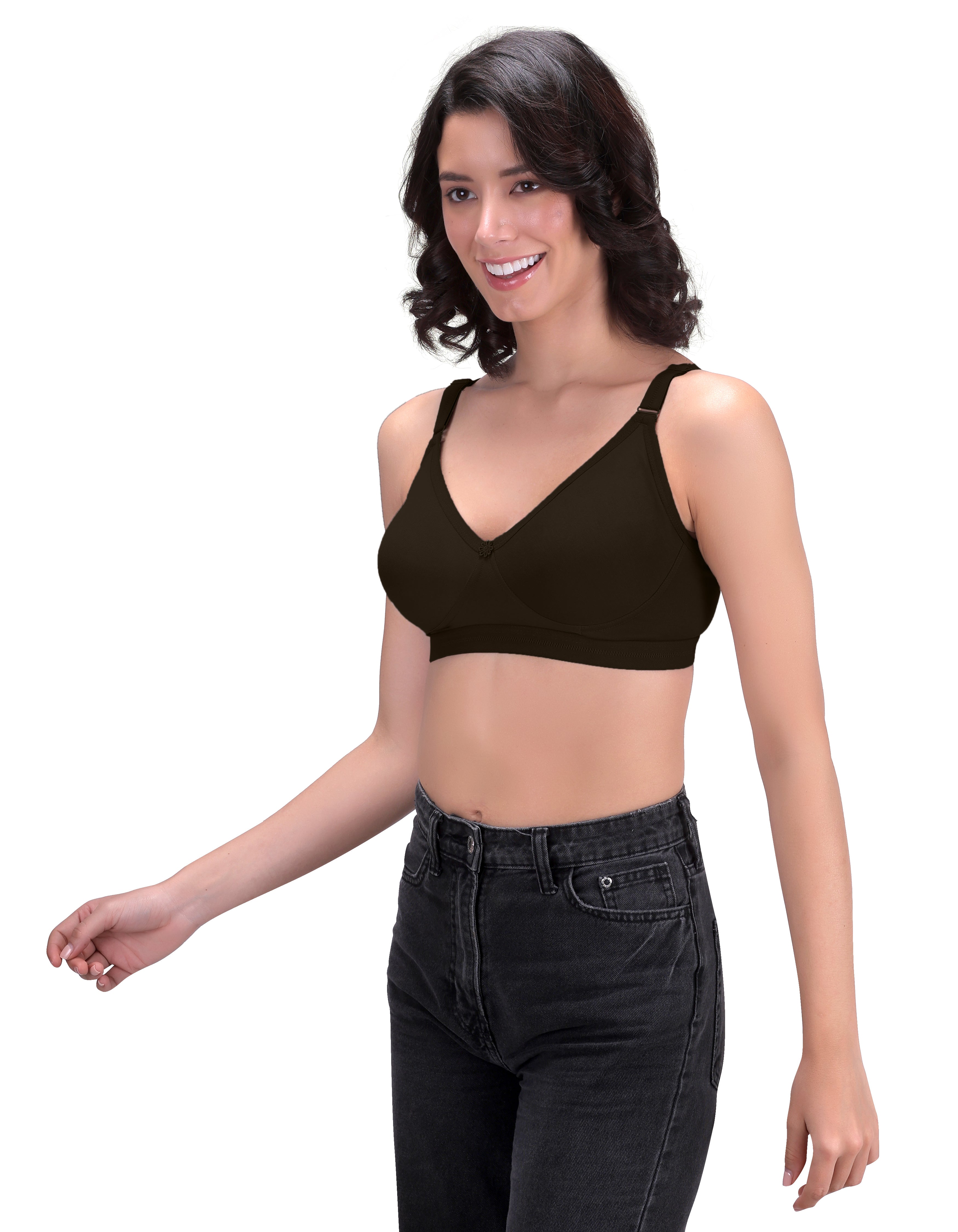 Machau Lingerie Women's Everyday T-Shirt Bra with Moulded Cups,Full Coverage Non Padded and Non Wired,Cotton-Rich