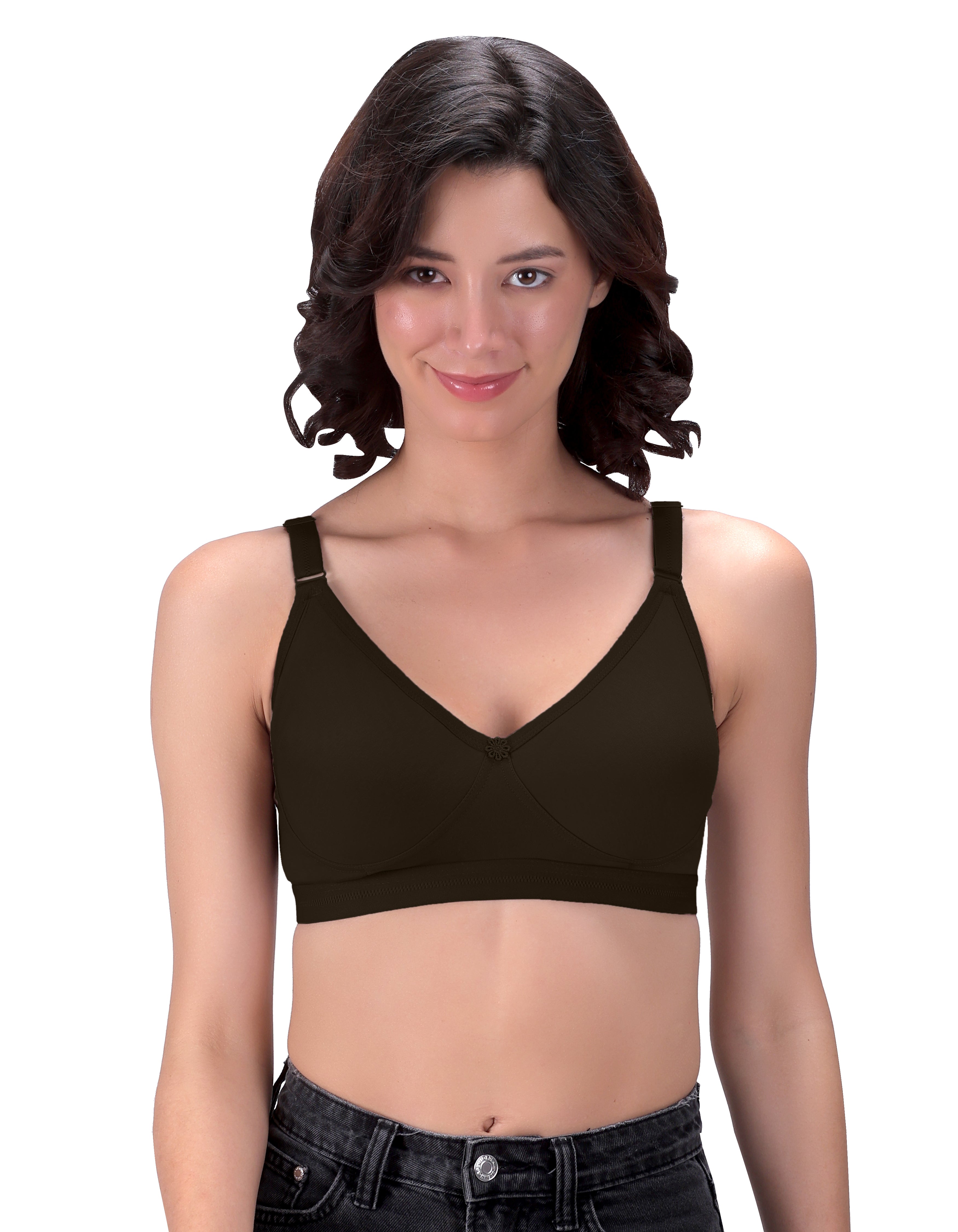 Machau Lingerie Women's Everyday T-Shirt Bra with Moulded Cups,Full Coverage Non Padded and Non Wired,Cotton-Rich