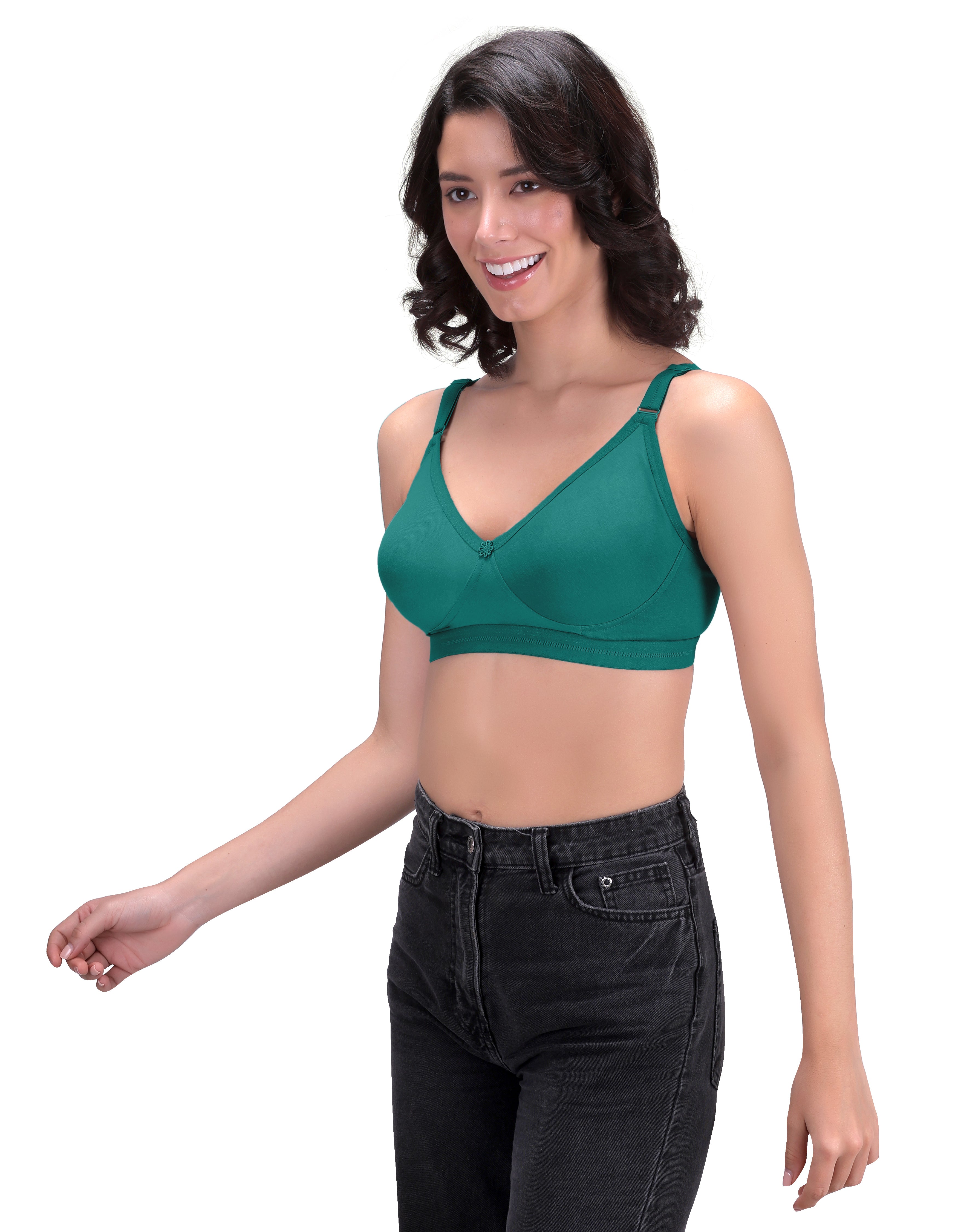 Machau Lingerie Women's Everyday T-Shirt Bra with Moulded Cups,Full Coverage Non Padded and Non Wired,Cotton-Rich